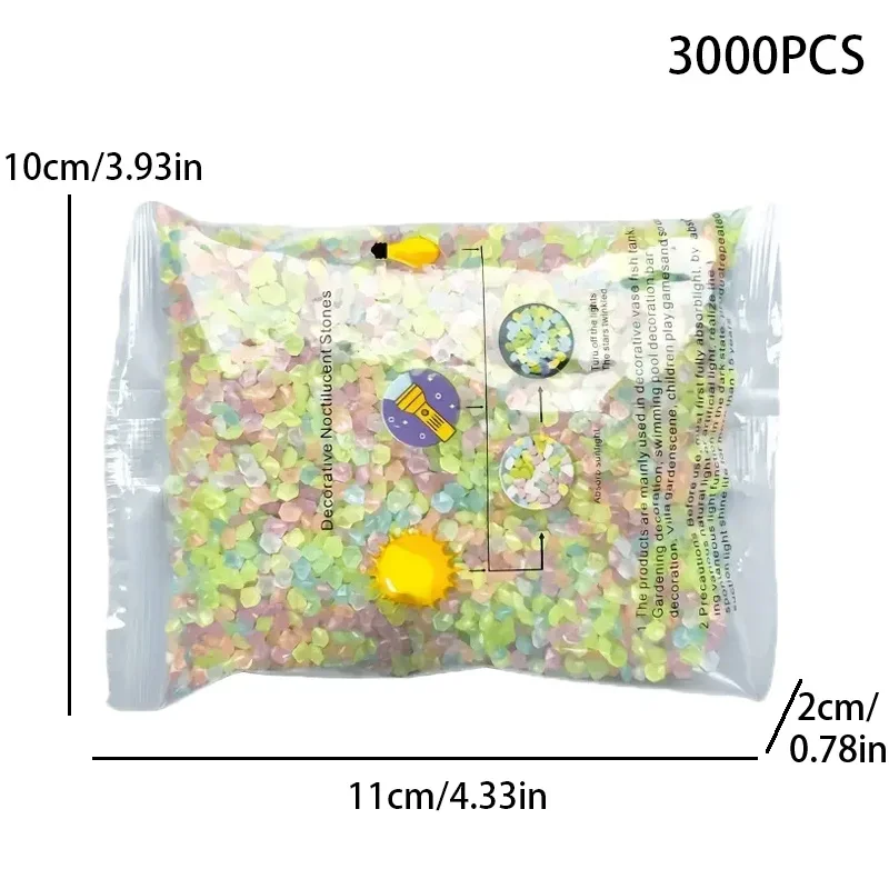 Luminous Sand 3000pcs/Bag Luminous Sand Glow in Dark Pebbles Stone Home Garden Outdoor Path Lawn Decoration Fish Tank Aquarium Decor 3-5mm