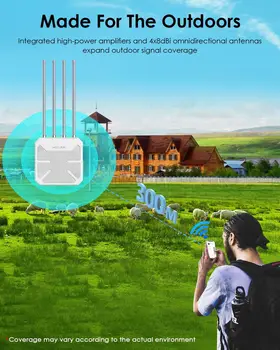 2026 AX1800 Outdoor WiFi 6 Extender with PoE, Long Range Signal Booster, IP67 Weatherproof for Farm Cameras Patio Starlink 3