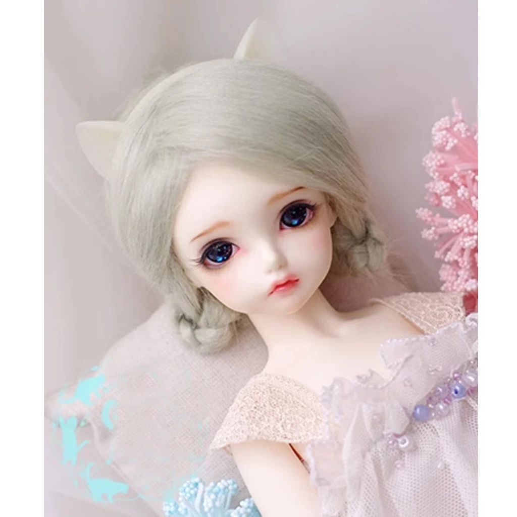 

[wamami] Grey/Green Long Wool Hair Wig For SD DZ MSD AE Pukifee Lati 1/3 1/4 1/6 1/8 1/12 BJD Dollfie