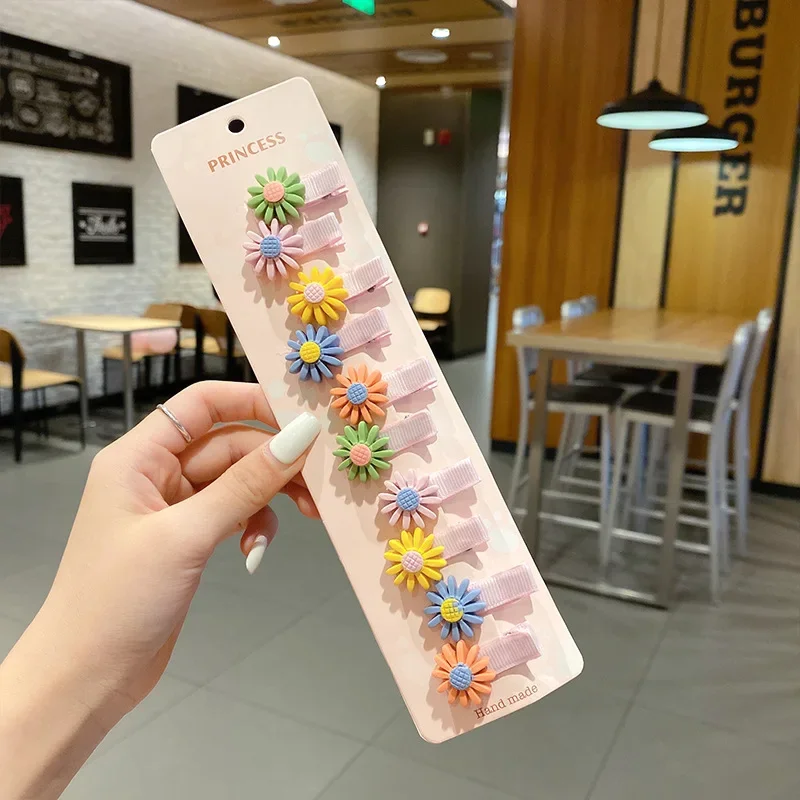 10Pcs Baby Girls Daisy Sunflower Hair Clips Cute Mini  Floral Barrette Fashion  Head Jewelry Hair Accessories