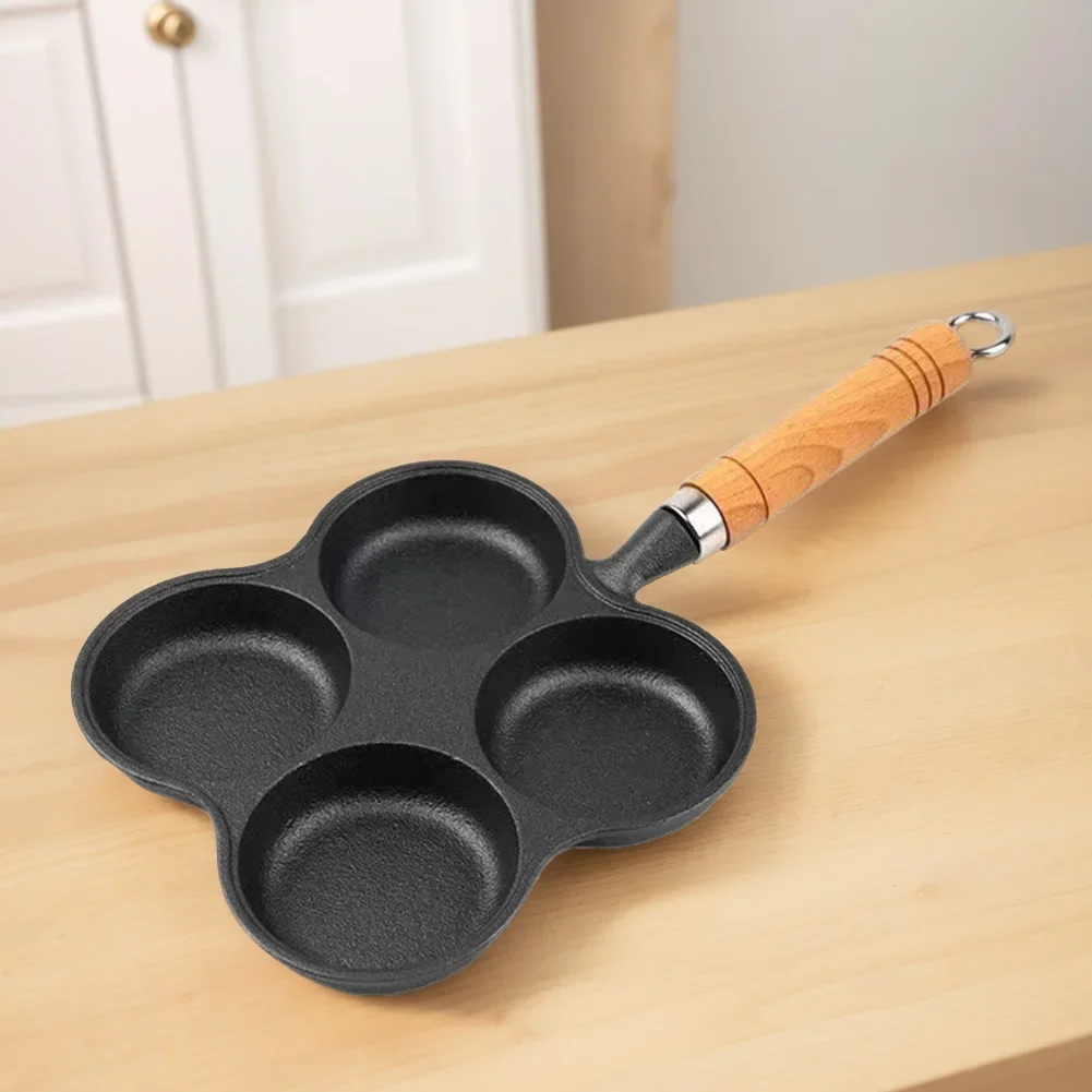 4-Hole Cookware Pancake Pan Non Stick Egg Pancake Steak Cooking Pan Hamburg Bread Breakfast Maker for Gas Stove Induction Cooker