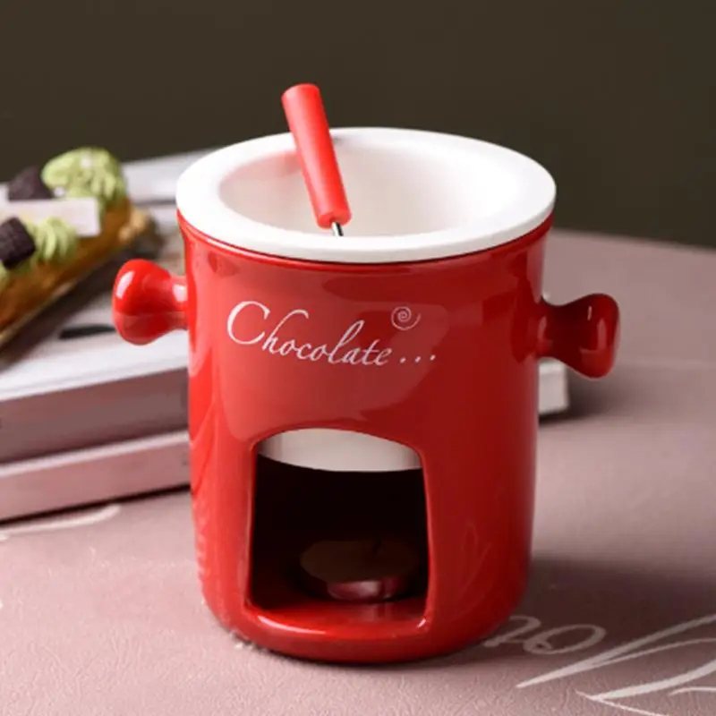 Chocolate Fondue Pot Home Snack Candy Chocolate Melter Pot Cheese Fondue Ceramic Hot Cheese Hot