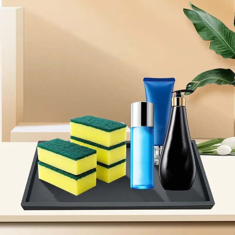Bathroom Tray Countertop Silicone Vanity Tray Cosmetic Perfume Organizer Vanity Sink Key Accessories