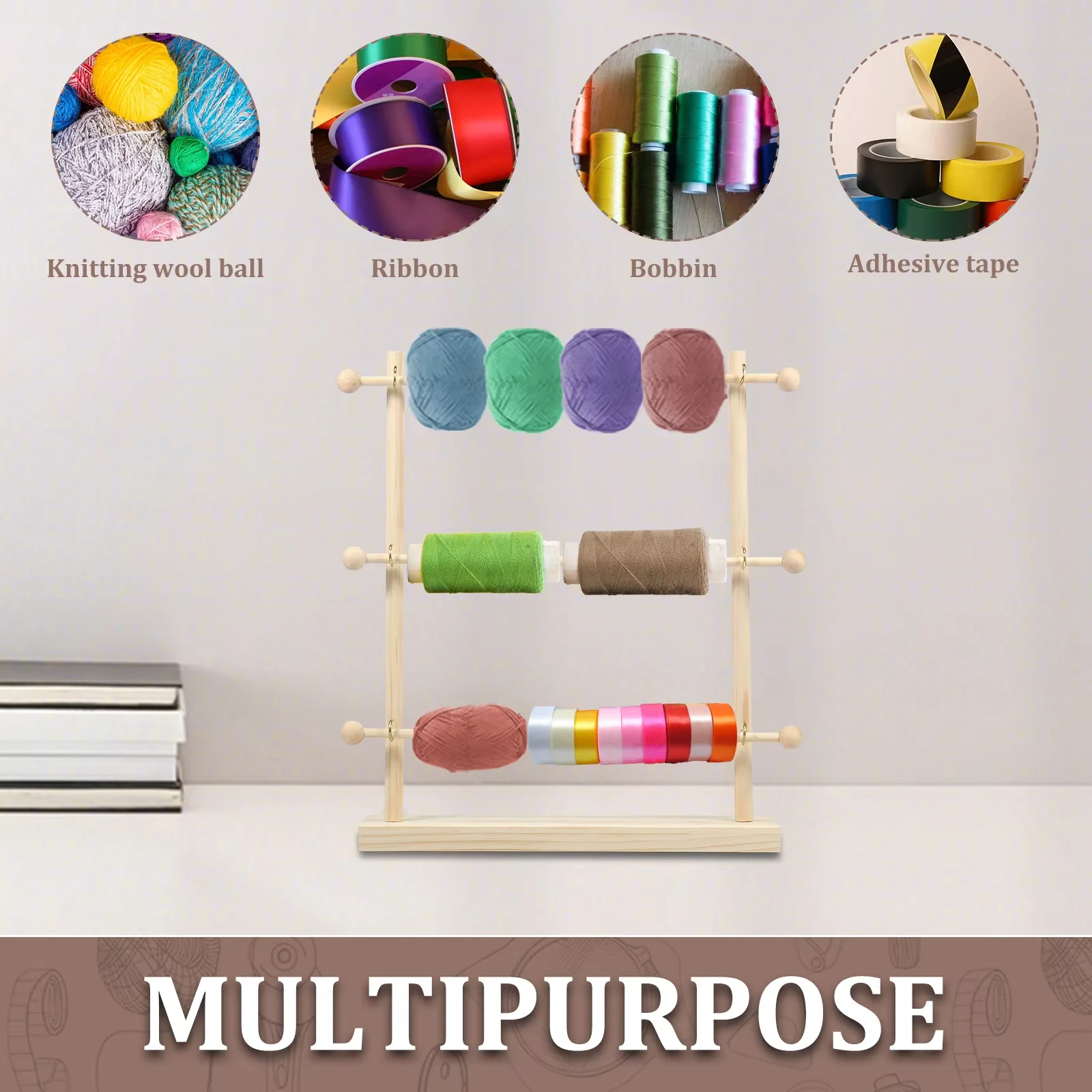 Ribbon Organizer Wooden Ribbon Holder Organizer Rack Smooth Surface Rack Holder Craft Spool