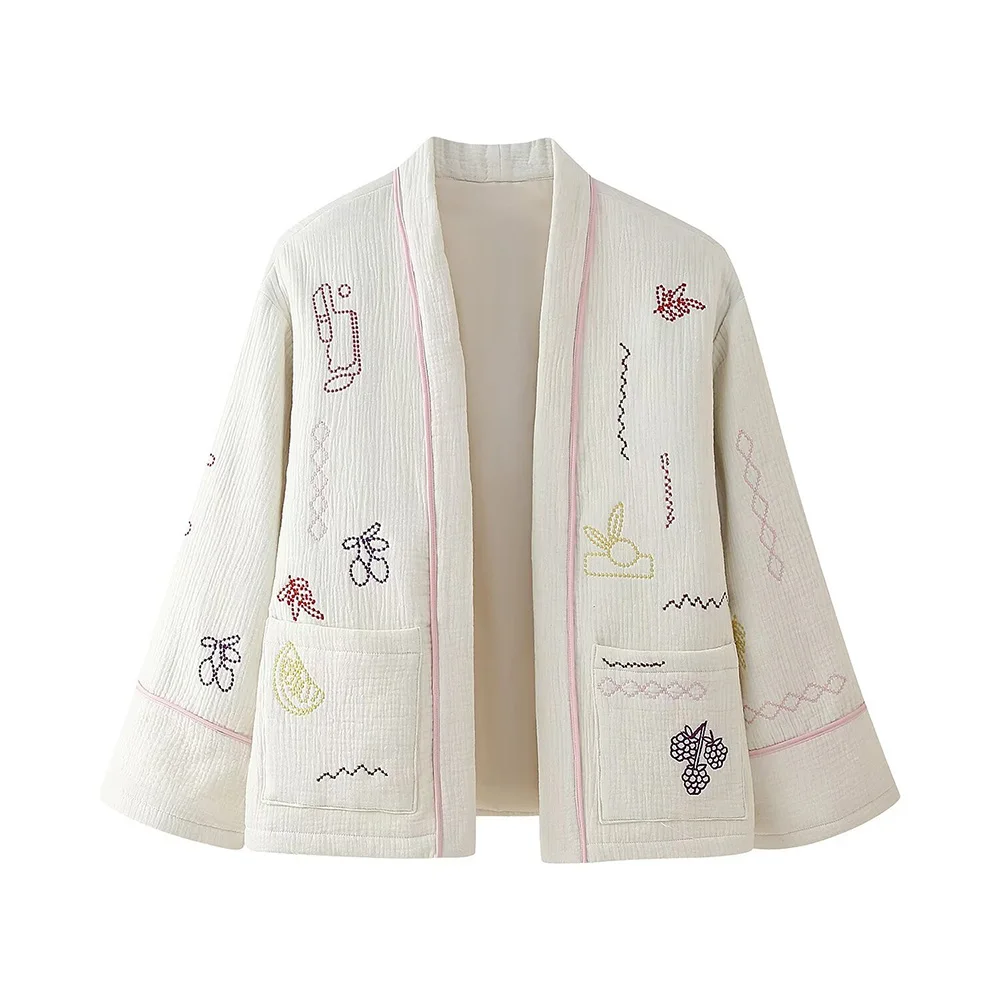 Women's Autumn Winter Elegant Embroidered Cotton Jacket