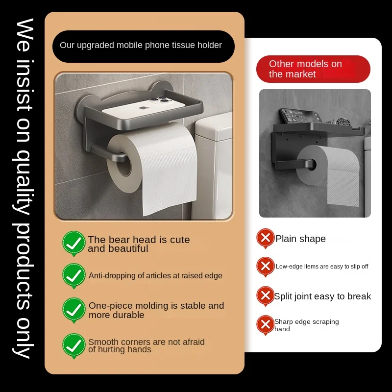 toilet paper holder dispenser wall-mounted facial tissue holder bear head roll