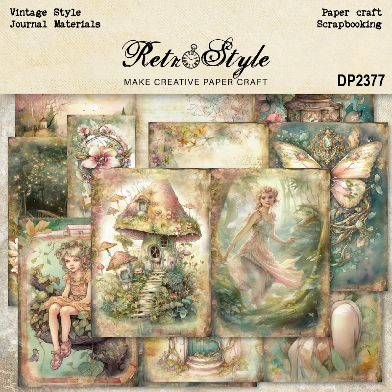 

Panalisacraft 8sheets A5 size Vintage Style Fairy Scrapbooking patterned paper Fancy Card Pack Light weight Craft Paper Card