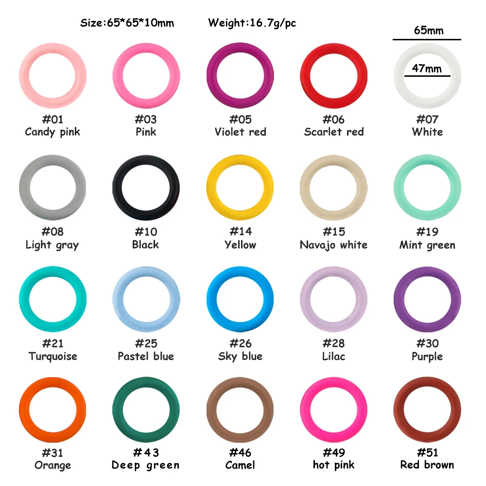 10~100Pcs/Lot 65mm Round Silicone Ring Color Printing Pendant With Hole For Jewelry Making DIY Handicrafts Hangings Accessories