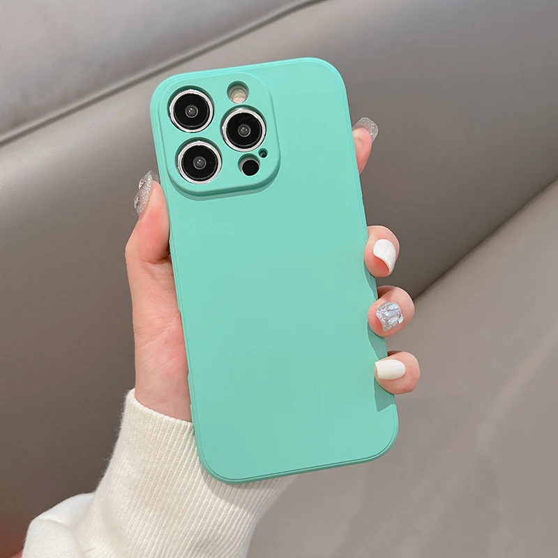 Vibrant Candy Color Silicone Phone Case with Lens Protection & Shockproof Back Cover