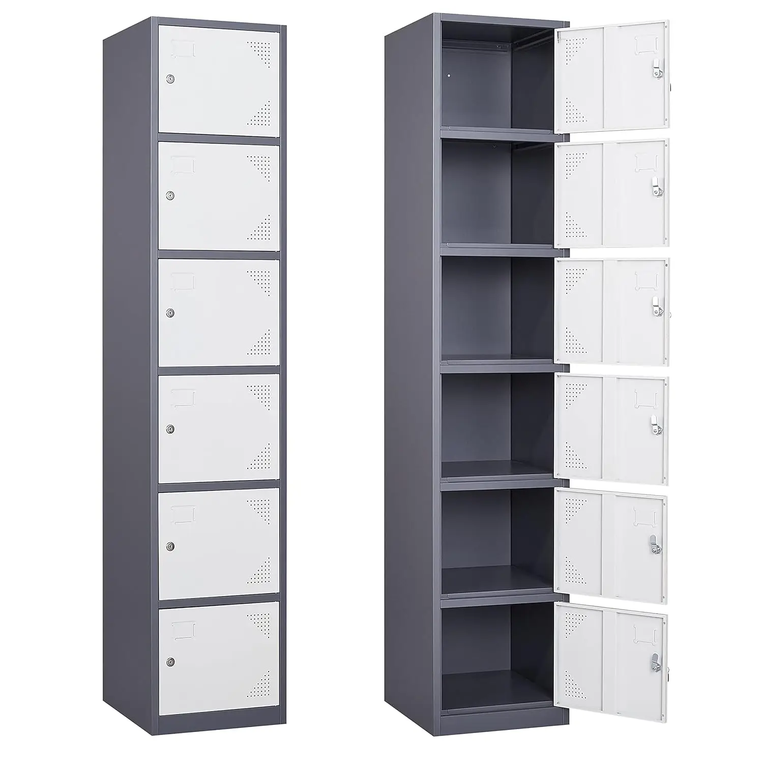 Metal Locker with 6 Doors, Tall Steel Storage Lockers