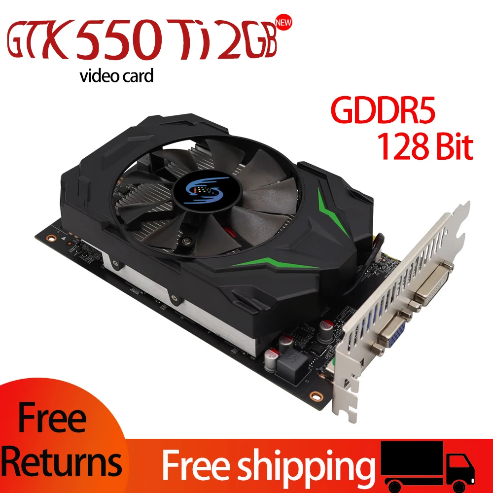 Zunate GTX550TI Gaming Graphics Card, 2GB GDDR5 128bit Single Fan Desktop Computer Video