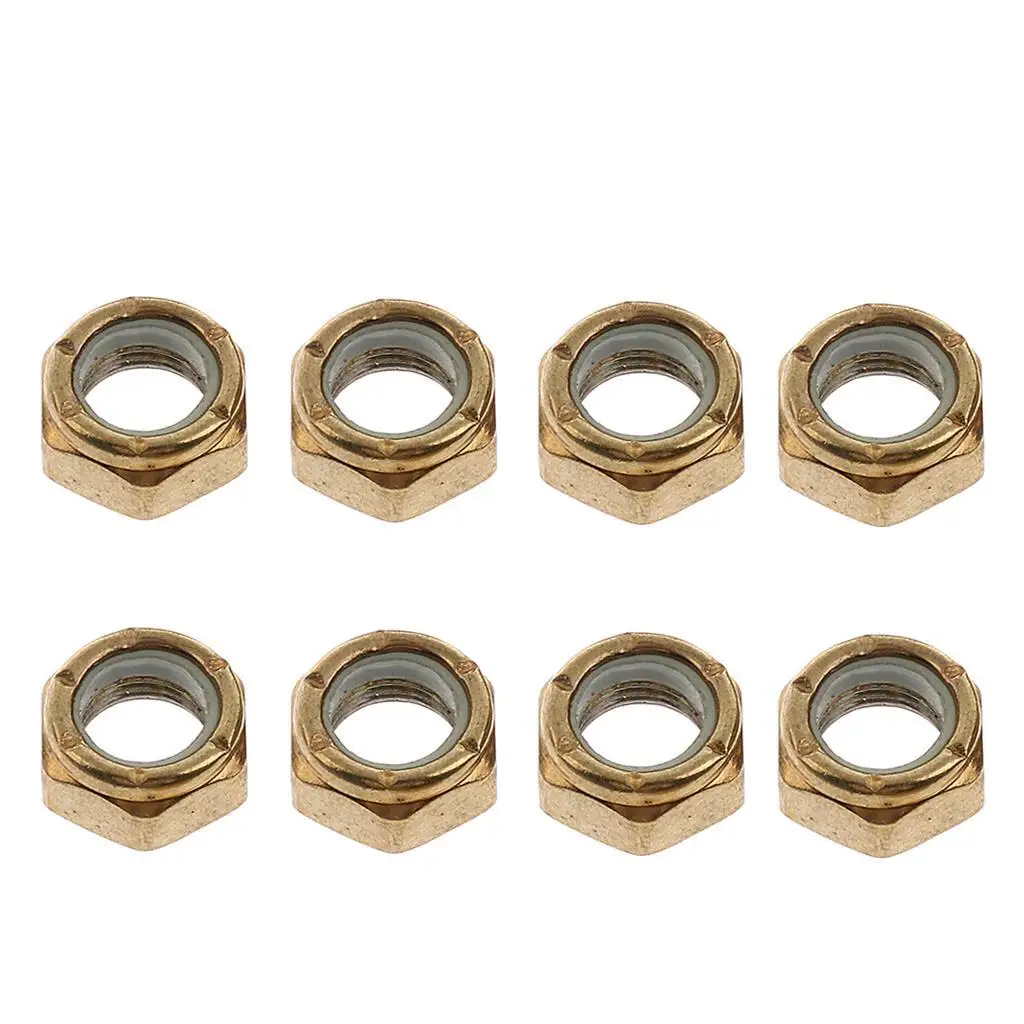 

MagiDeal 8pcs Golden Skateboard Axle Nuts Mounting Screw Nuts Longboard Hardware