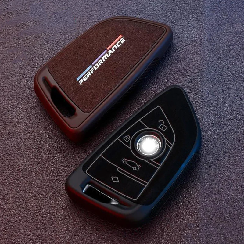 

YHC Car Key Case Cover Alcantara Material For BMW X3 X5 X6 F30 F34 E60 E90 F10 E34 E36 F20 G30 F15 F16 1 3 5 7 Series