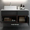Bathroom Organizers, 31'' Bathroom Vanity Floating Bathroom Sink Cabinet With Ceramic Vessel Sink Black & White Wall Mounted Flo 6
