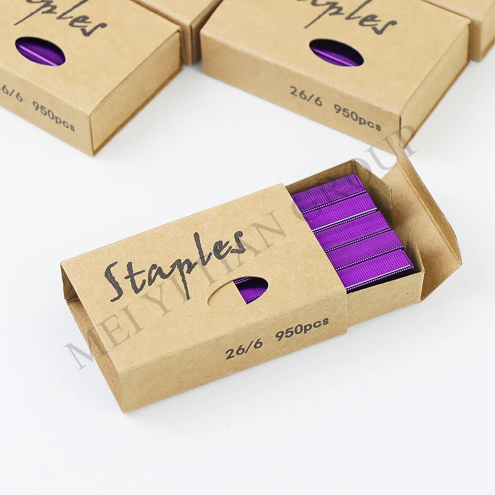 Purple Staples Standard Stapler Staples Refill 26/6 Size 950 per Box for Office School Stapling Stationery Supplies stapler pin