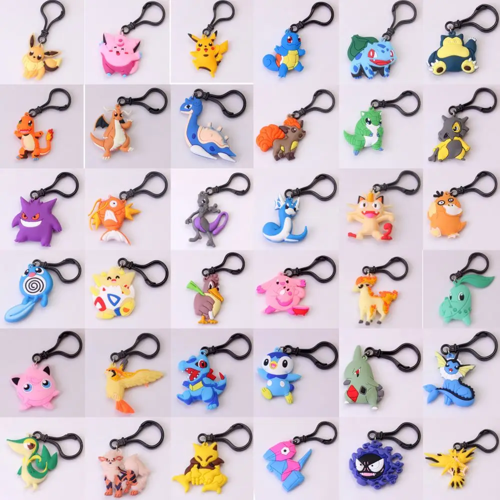

Anime Pokemon PVC Keychain Pikachu Gengar Togepy Squirtle Key Chain Ring Children Keyring Pendant Bag Decoration Christmas Gifts
