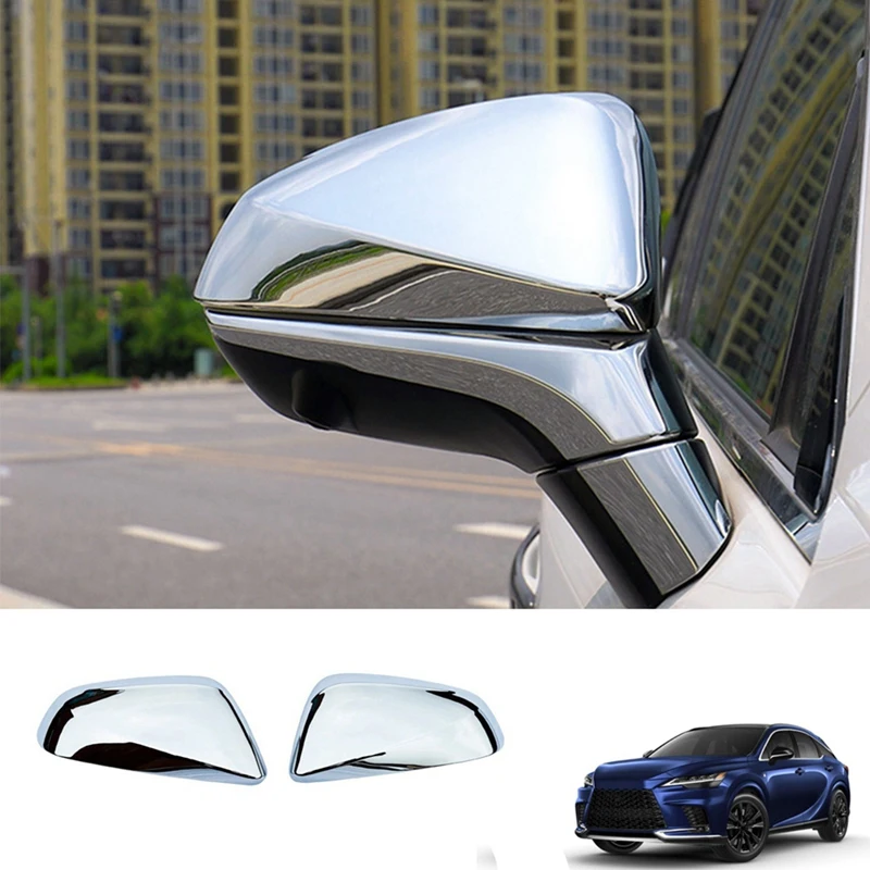 1 Pair Car Chrome Silver Side Glass Mirror Cover Rear Mirror Covers Shell For Lexus RX RX350 2023+