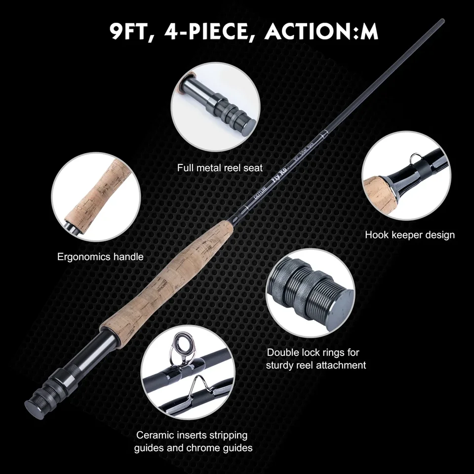 Goture Fly Fishing Rod Portable 4-Piece 9FT Lightweight Travel Fly