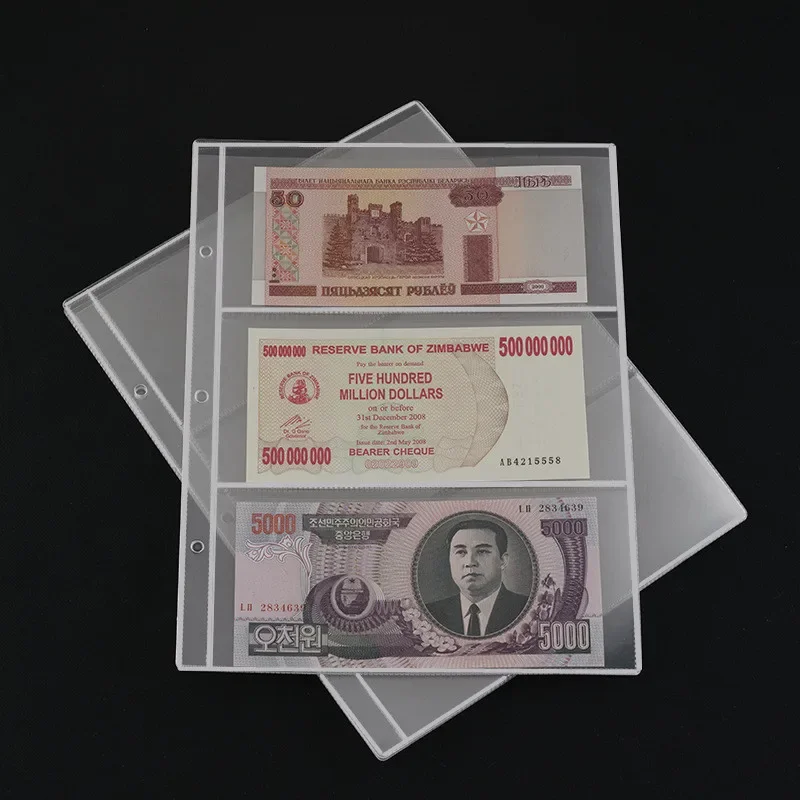 

2/3/4-slot 10Pcs Money Banknote Paper Money Album Page Collecting Holder Sleeves Loose Leaf Sheet Album Protection