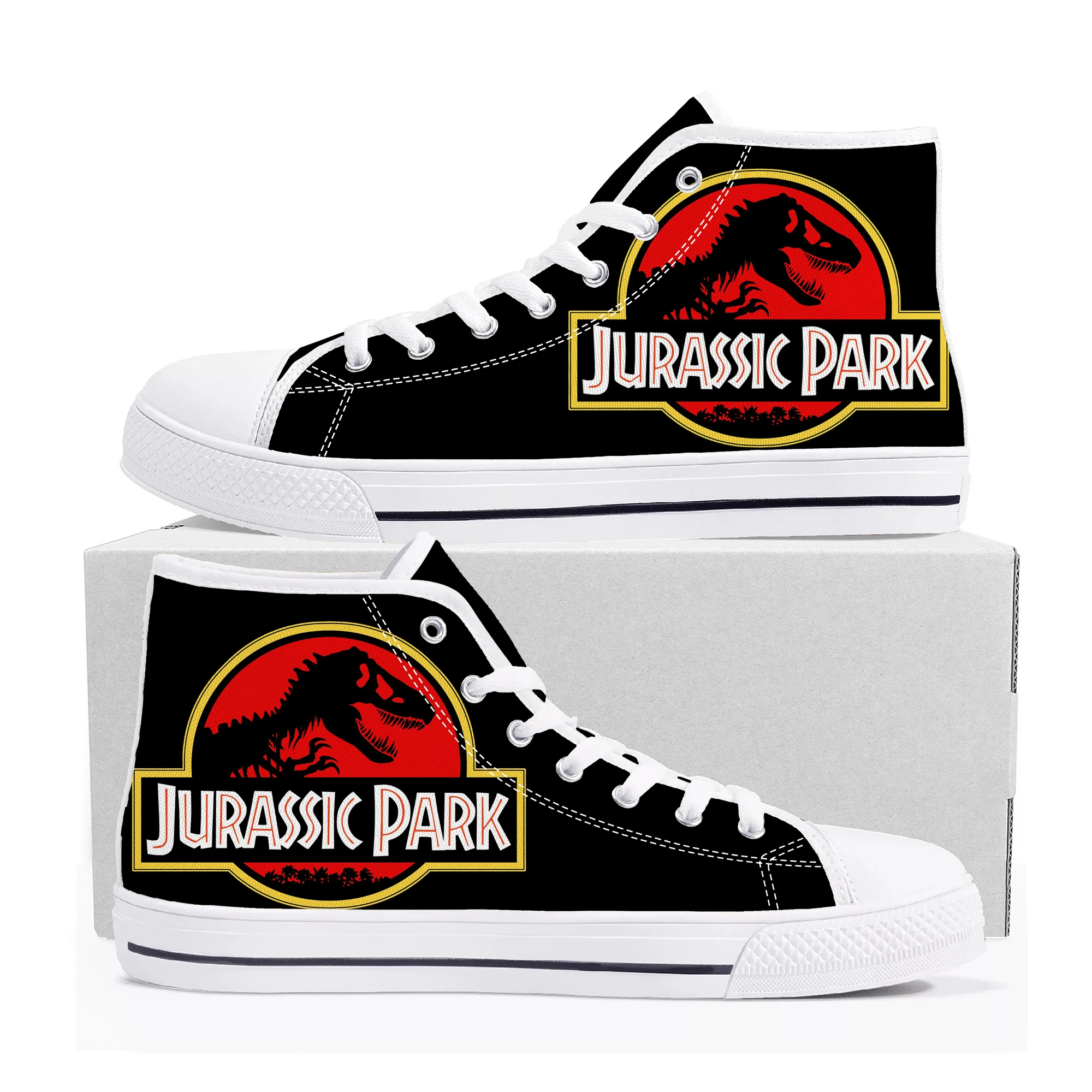 Dinosaur World Jurassic Park High Top Sneakers High Quality Mens Womens Teenager Canvas Sneaker Casual Couple Shoes Custom Shoe