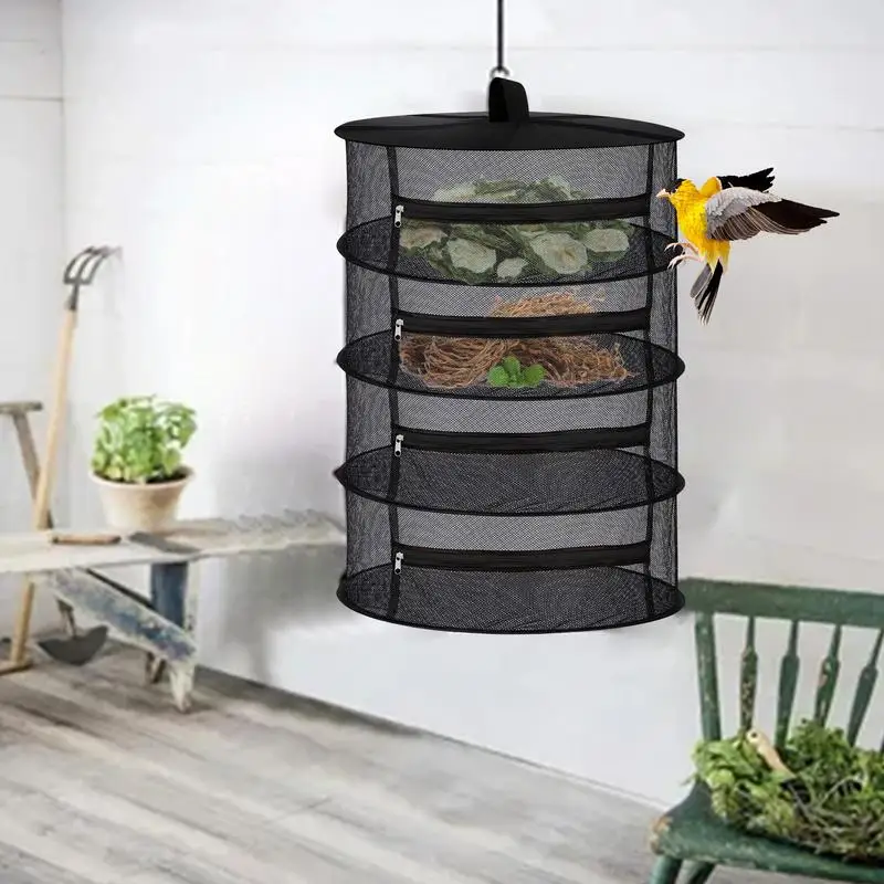 Plant Drying Net Herb Drying Rack 4 Layer Folding Fish Mesh Collapsible Dry Net With Zippers For Drying Seeds Fish Vegetables 5