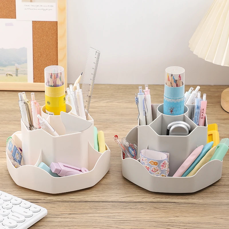 Large Capacity Plastic Rotating Pen Holder Storage Box Office Student Desktop Stationery Storage