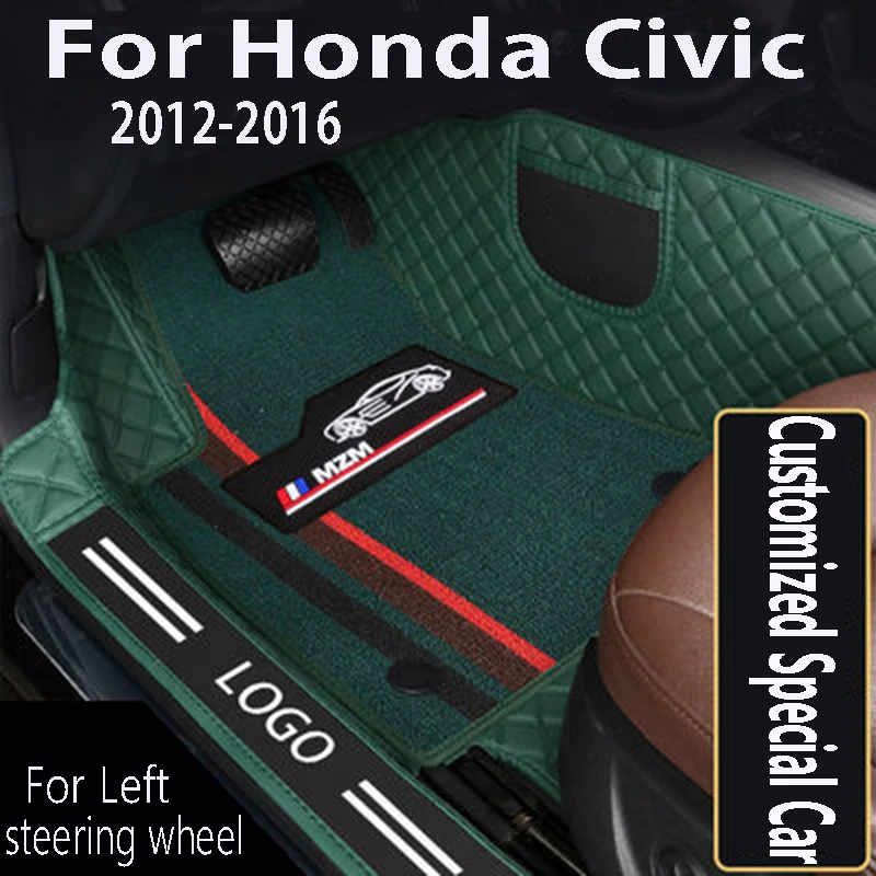 

Автомобильные коврики для Honda Civic 2012, 2013, 2014-2016, автомобильные аксессуары для интерьера, Стайлинг, пользовательские водонепроницаемые коврики, коврики для ног, напольные коврики