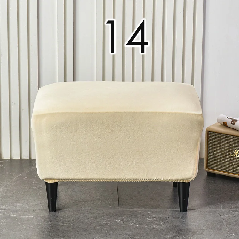 American Style Footstool Cover  Rectangle Elastic Ottoman Cover High Quality Velvet Furniture Protector Footrest Slipcover 4