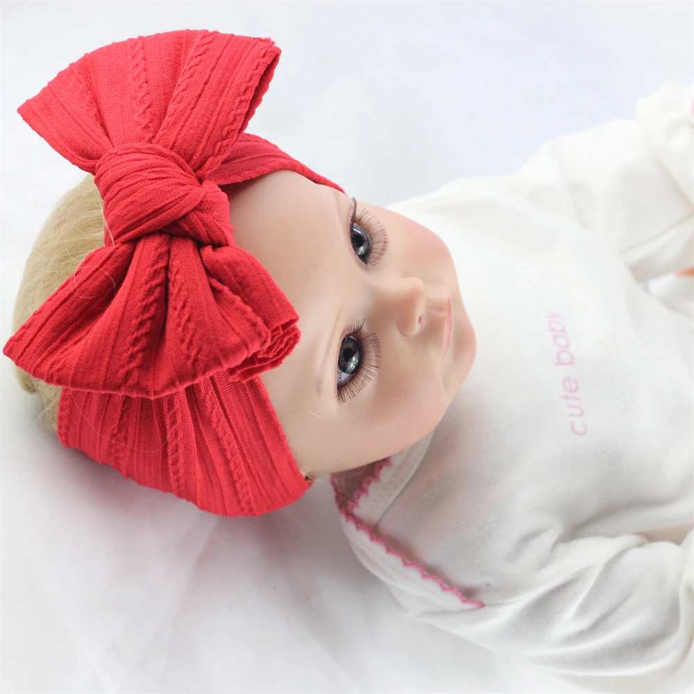 0-12yr Cable Design Headband Newborn Nylon Twist Headwrap Double Bowknot Soft Elastic Headband Knot Kids Headwear Girls Bandeau