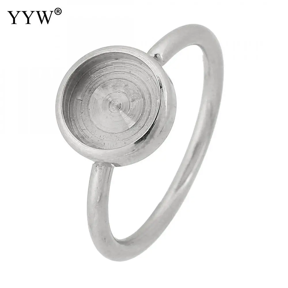 10PC Stainless Steel Adjustable Ring Bezel Blank/Base 10x10mm 8mm 2mm Ring Base Setting Jewelry Making Handcraft Diy Accessories