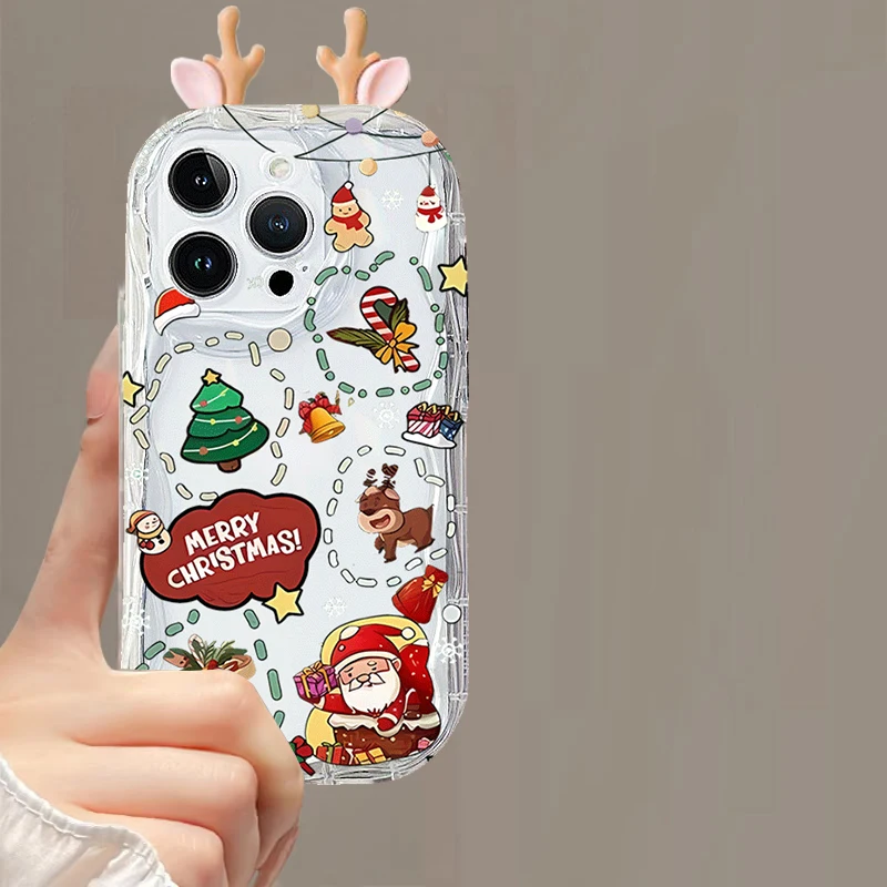 Charming 3D Christmas Santa Claus Doll Silicone Phone Cover - Festive Design