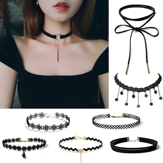 Korean Fashion Velvet Choker Necklace for Women Vintage Sexy Lace Necklace  with Pendants Gothic Girl Neck Jewelry Accessories - AliExpress