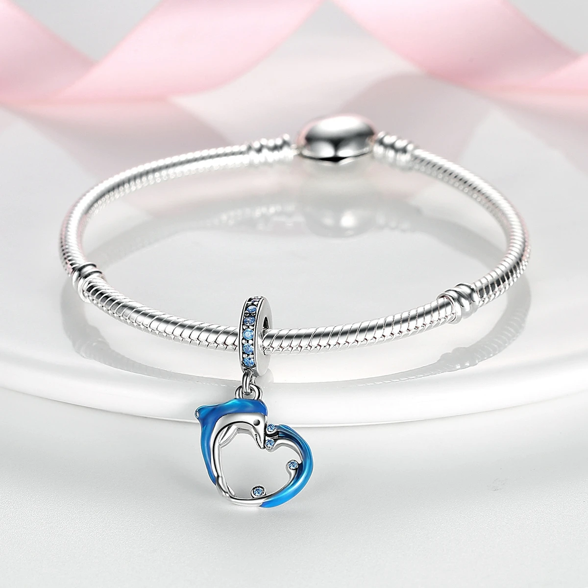 Silver Plated Dangle Charm Starfish Turtle Shell Dolphin Beads fit Original Bracelet Summer Collection Jewelry 5