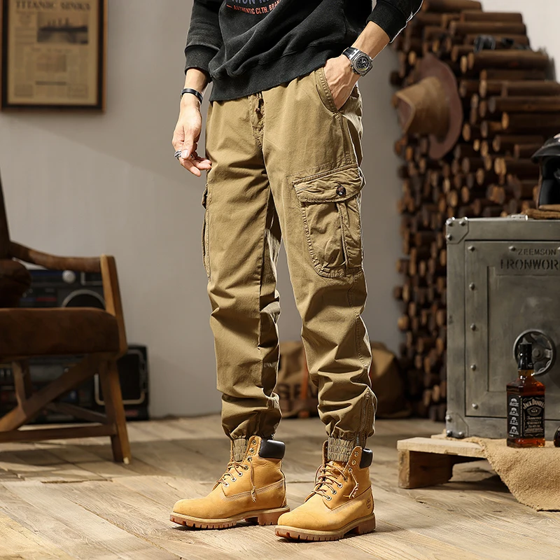Japanese, Korean, European and American style workwear pants for men, simple and versatile, high street 2024 new casual pants, s