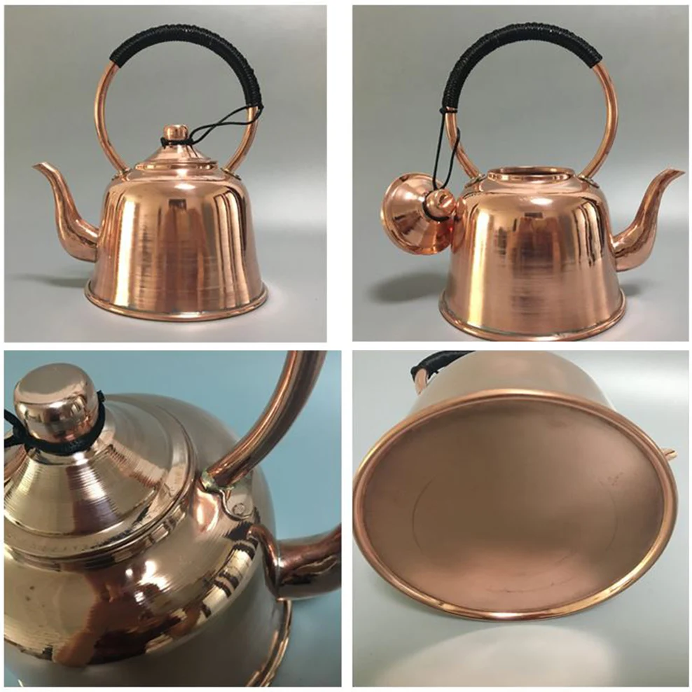 1.5L Pure Copper Teapot Thickened Red Copper Brass Boiling Kettle  Anti-Scald Milk Tea Pot