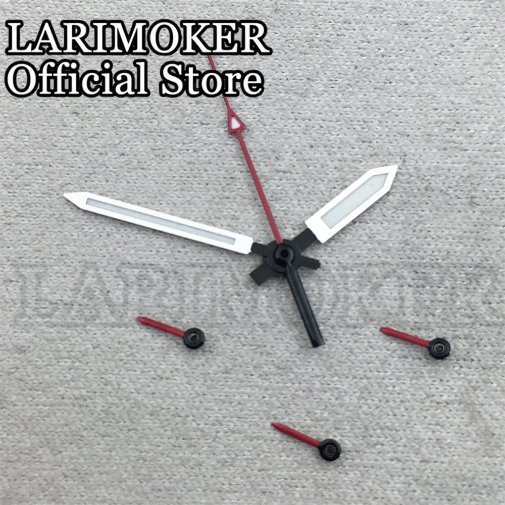 LARIMOKER Schwarz/Weiß/Rot/Silber VK63 6-polige Uhrzeiger mit grüner Leuchtkraft, geeignet für VK63 Quarzwerk-Uhrenzubehör – Detail 1