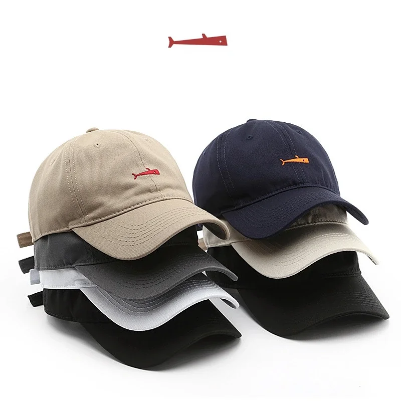 Men's Whale Embroidery Baseball Cap - Soft Cotton Adjustable Casual Hat, Unisex Couple Matching Sun Hats for Boys & Girls
