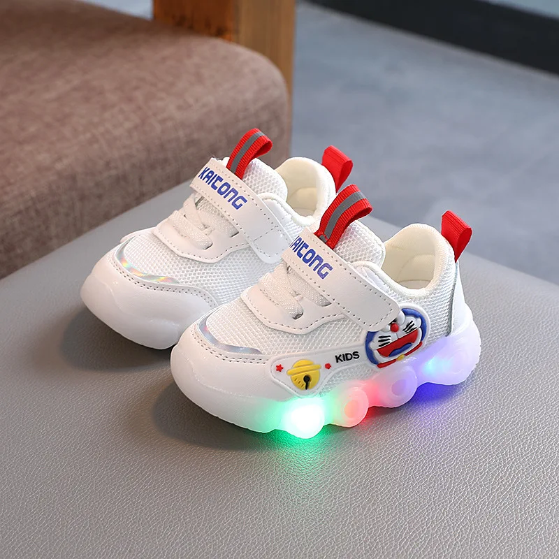 Kid Shoes Children Sports Shoes 2023 Spring/Summer New Boys/Girls LED Light Casual Shoes Soft Sole Small White Shoes Zapatillas