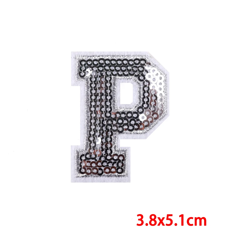 26 silberne Rand-Pailletten, englische Buchstaben-Kombination, Stickerei-Aufnäher, Buchstaben-gestickte Aufnäher auf Rucksack, Schuhe, Hut, Aufnäher zum Selbermachen – Detail 18