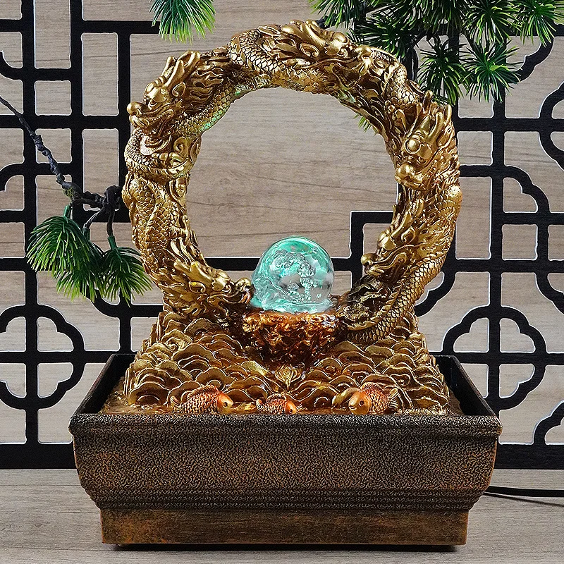 tabletopWaterFountainChineseFengShuiFountainChineseDragonRing
