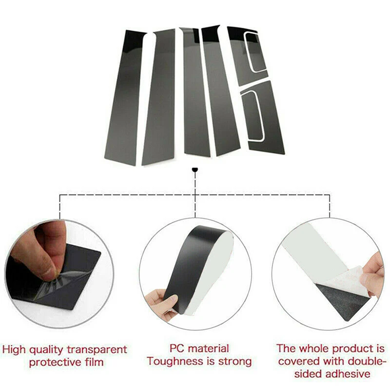 8 stücke Glänzend Schwarz Fenster Tür Spalte B C Säule Post Abdeckung Trim Für Honda HRV 2015 2016 2017 2018 2019-2021 Dekoration Aufkleber – Detail 3