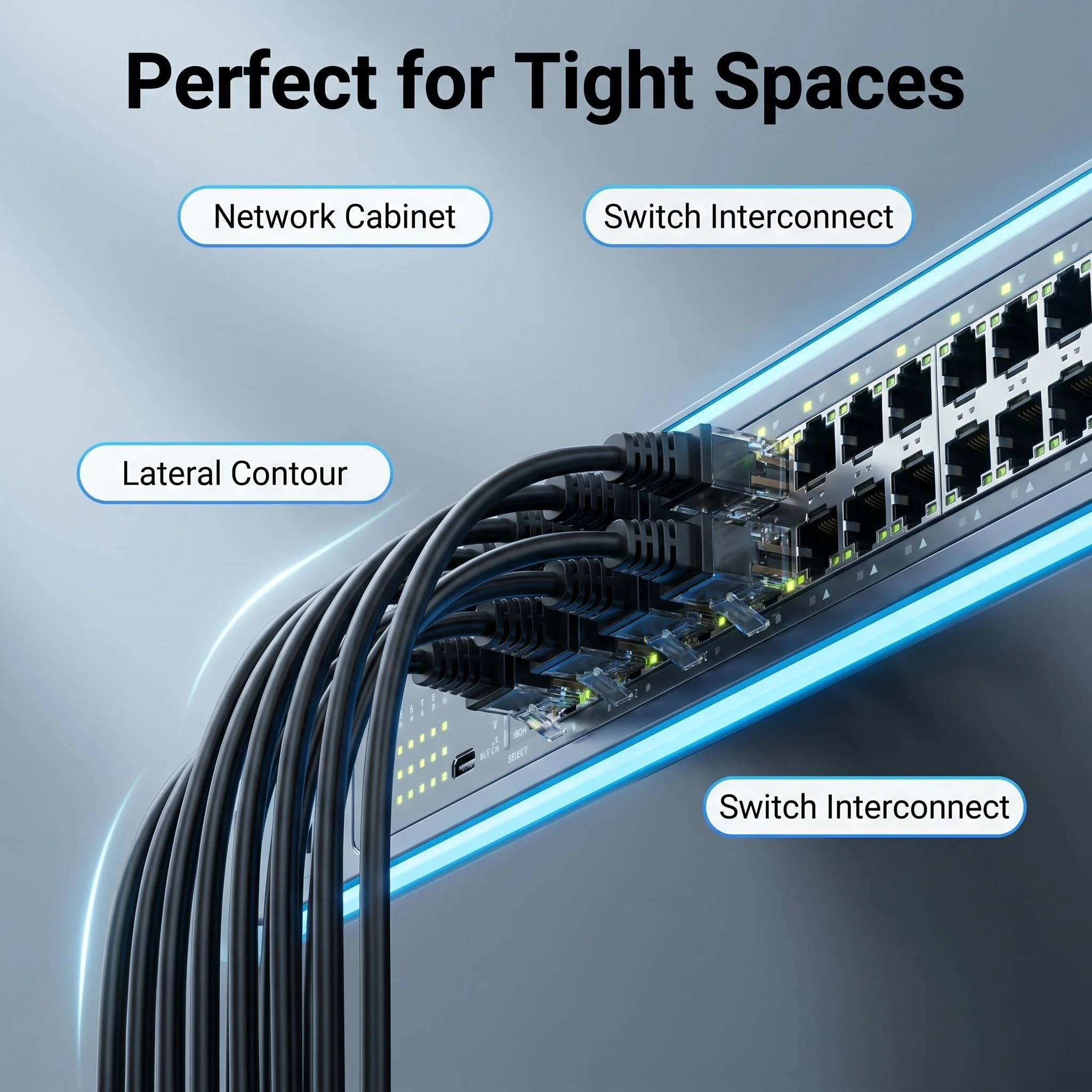 24팩 CAT6A 슬림 RJ45 숏 이더넷 케이블, 2.8mm 외경 순수 구리 10Gbps 고속 네트워크 패치 코드 (가정용 배선 스위치용)