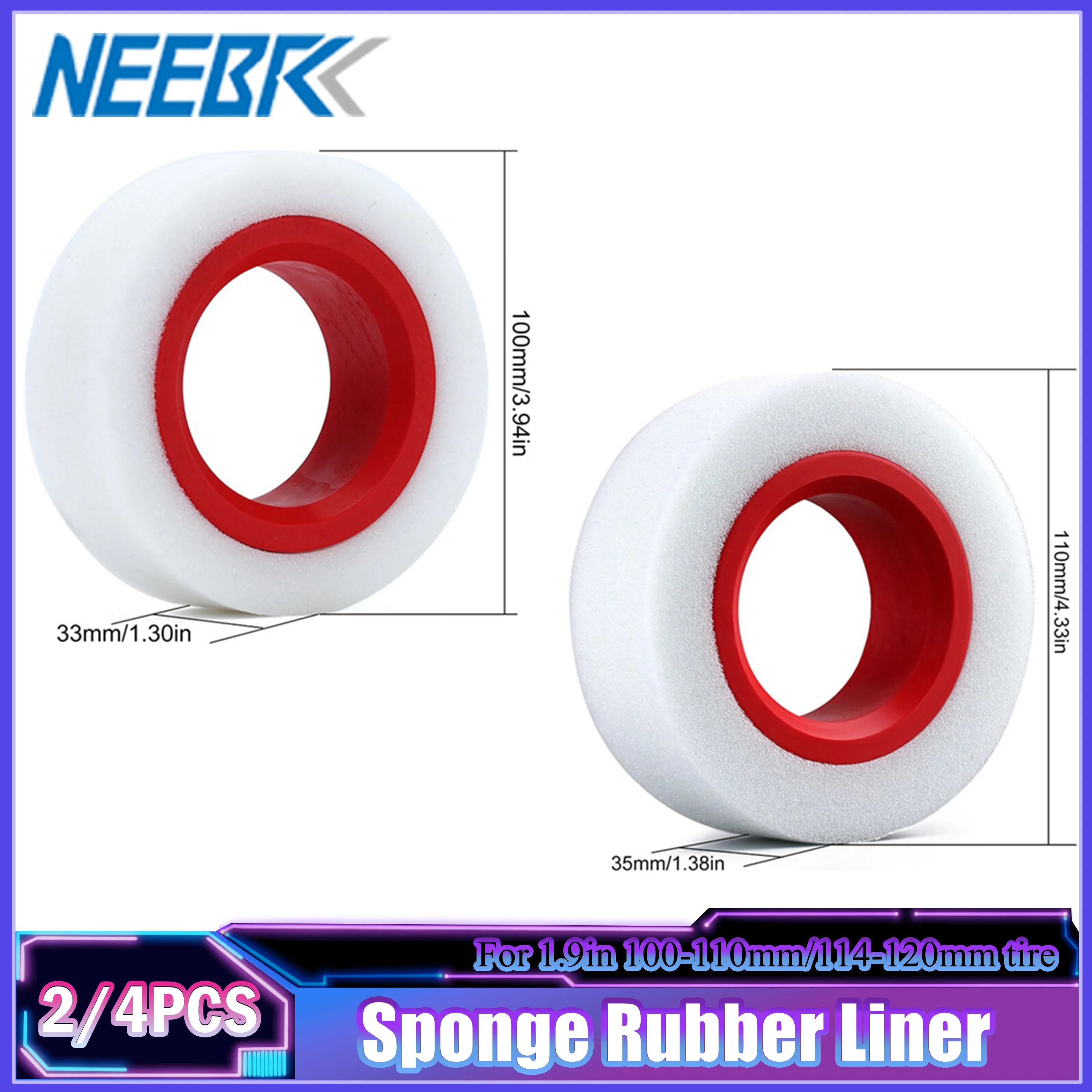 

2pcs/4pcs 1.9in Sponge Rubber Liner Soft TPE&Foam Dual Stage Fit for 1/10 RC Crawler Car Tire Tyre TRX4 TRX6 Axial SCX10 90046