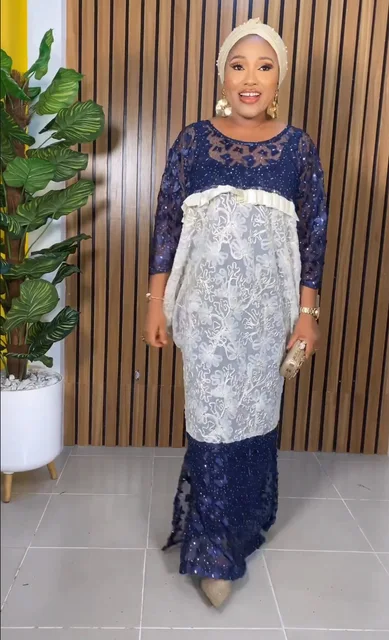 Yemisi Lace Side Slit Boubou Gown - Image 4