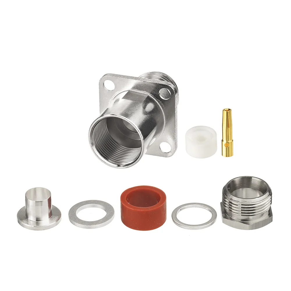 Superbat N Clamp Female 4 Hole Panel Mount RF Coaxial Connectors for RG214 RG8 LMR400 Cable - Electronic Component