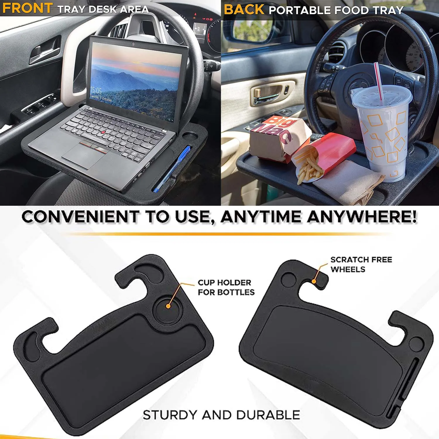 Car steering wheel table laptop tablet iPad or laptop car travel