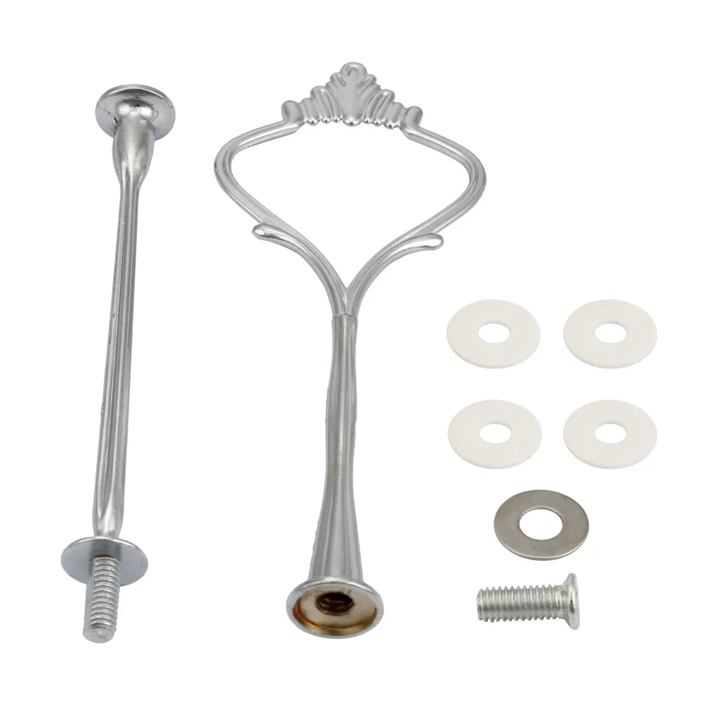 Metal Crown 2 Tier Cake Cupcake Plate Stand Handle Hardware Fitting Holder Cakes Holder Dish Pole 2 Layers