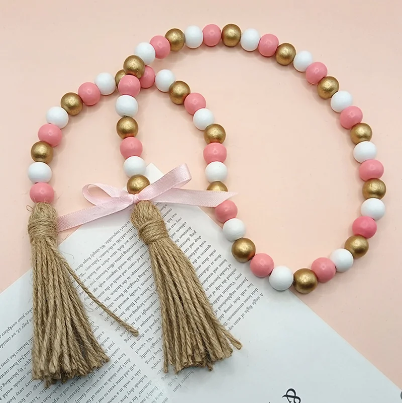 103cm Colorful  Wood Beads Creative Beaded Curtain Straps Home Decoration Garland Handmade Custom Home Decoration natural wood straps natural wooden bag handle decorative diy classic bags accessories handbag tote replacement making tool