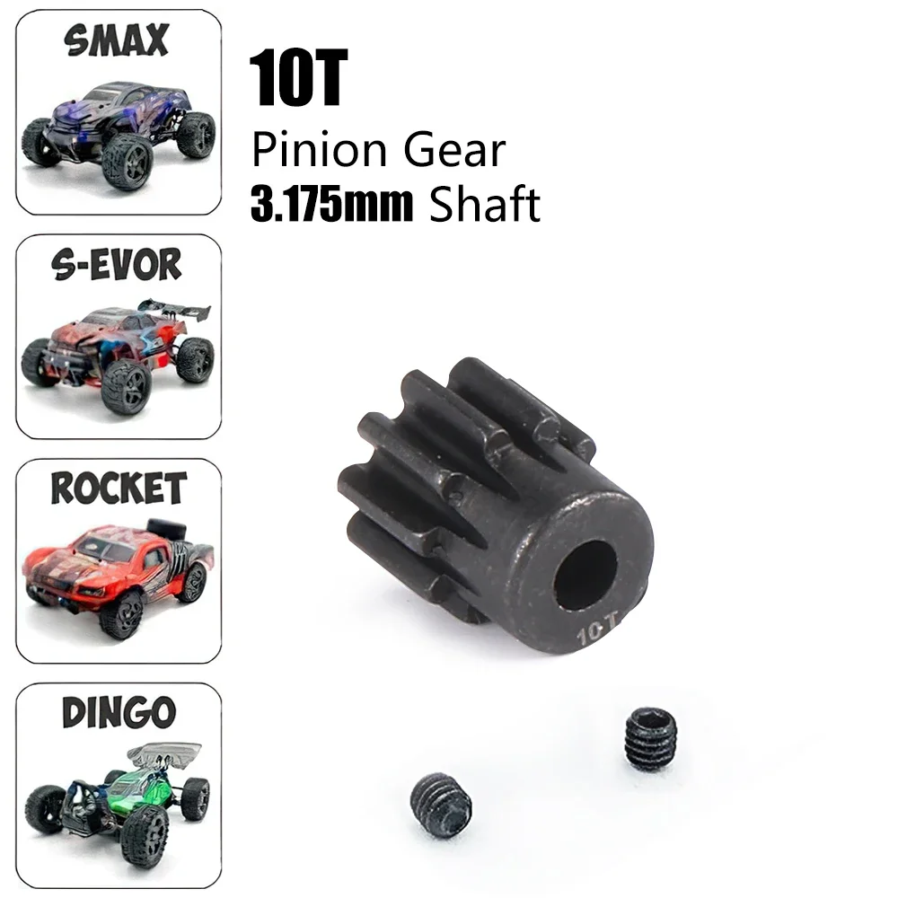 M0.8 3.175mm Motor Gear 10T 11T 12T 13T 14T 15T 16T 17T 18T 19T 20T 21T Hardened Steel Metal Pinion for 1/10 RC Car Accessories