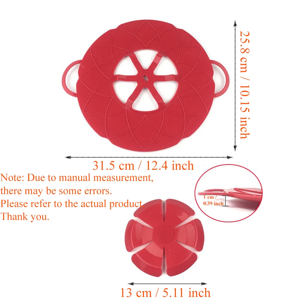 Silicone Pot Lid 1PC Multifunctional Spill Proof Pot Lid Silicone Flower Swivel With Anti Scald Grip Cooking Pot Lids Utensil Cooking Tools